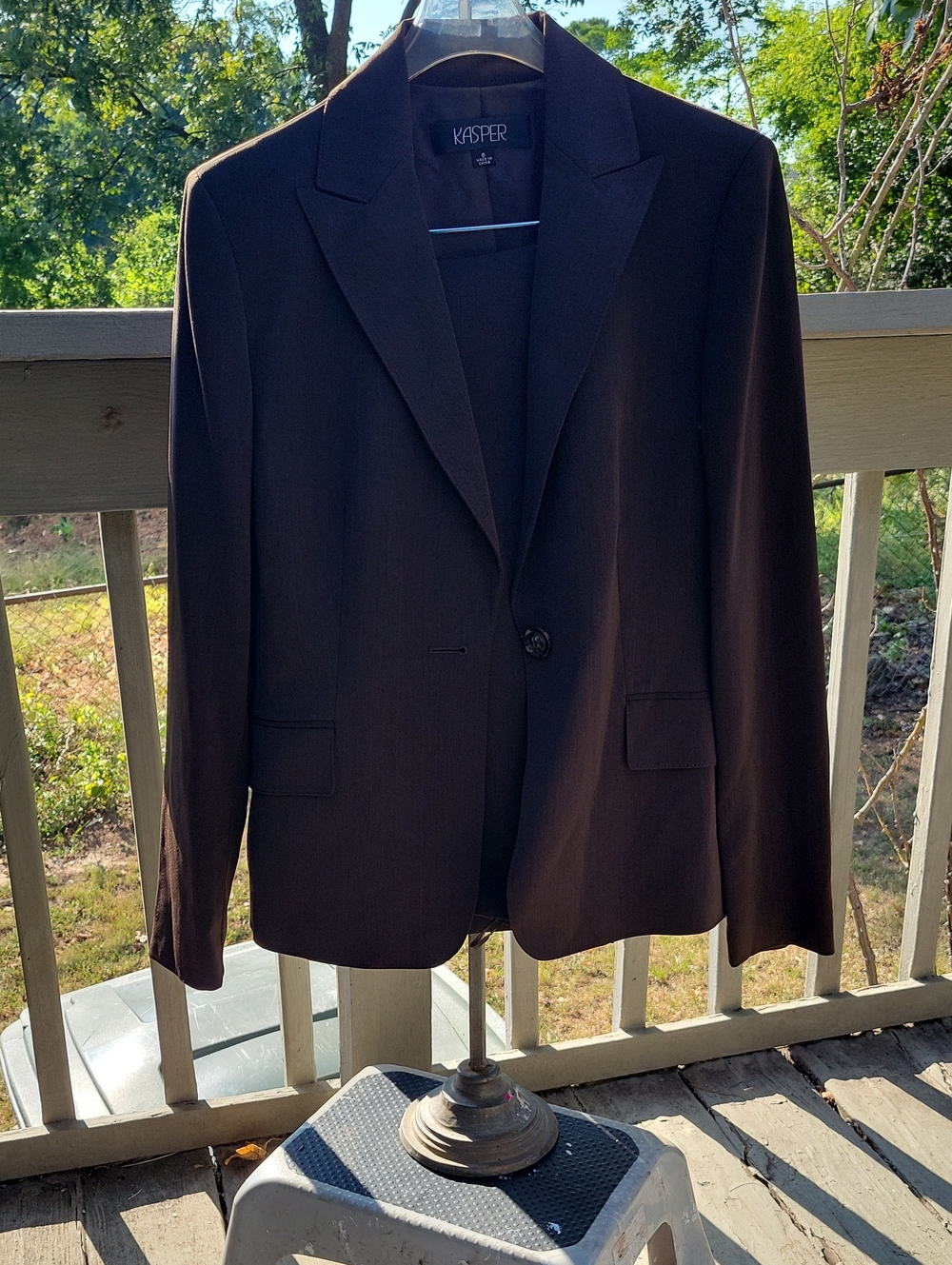 Kasper Dark Brown Single-Button Women's Blazer